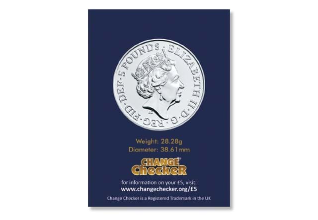 75th Anniversary of the End of the Second World War 2020 UK 5 Brilliant Uncirculated Coin obverse in Change Checker packaging