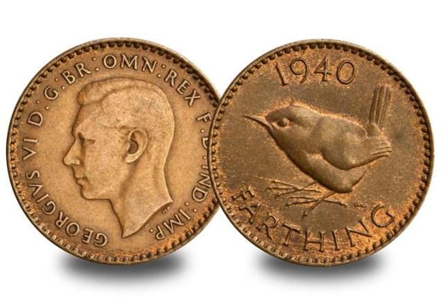 End of WWII BU Commemoration Collection 1940 Farthing both sides