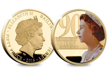 This stunning Gold-plated coin features a full-coloured image of Queen Elizabeth II by Yousef Karsh in 1966.
