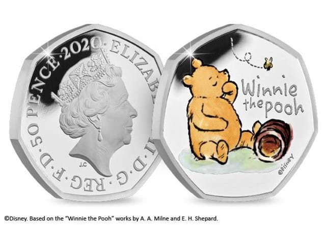 UK 2020 Winnie the Pooh Silver Proof 50p Obverse and Reverse