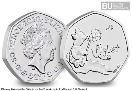 This Piglet 50p has been issued by The Royal Mint, and is the third coin to be issued in the series to celebrate Winnie the Pooh. 