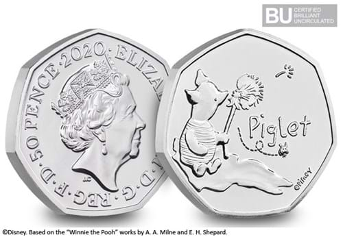 Winnie the Pooh BU 50p Piglet both sides