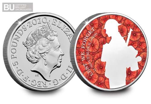 Remembrance Five Pounds obverse and reverse