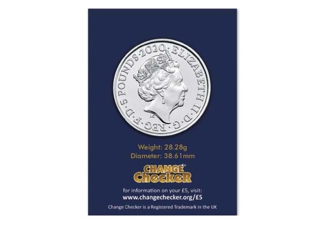 Remembrance Five Pounds obverse in Change Checker packaging