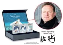 This set features 3 commemorative ingots that have designs from the Snowman Book. Raymond Briggs truly brings the magic to life. The Certificate in this set has been signed by Peter Auty! El: 250