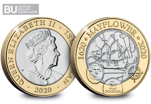 Change Checker Mayflower 2 Pound Coin BU