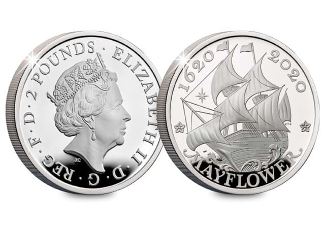 The 2020 UK and US 400th Anniversary of the Mayflower Silver Proof Coin and Medal Set both sides UK