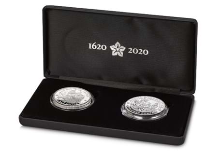 Issued by The Royal Mint and has been produced in collaboration with the US Mint. Features a 1oz Silver UK Mayflower £2 coin and a 1oz Silver Proof medal issued by the US Mint. EL 5,000.