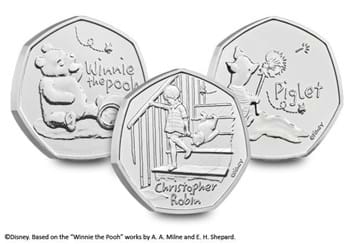 Winnie the Pooh 50p BU Pack Collection All 3 Coins Reverse