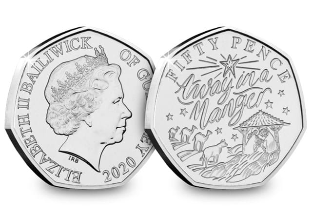 The Christmas Carol 50p Coin Collection Pack Away in a Manger both sides