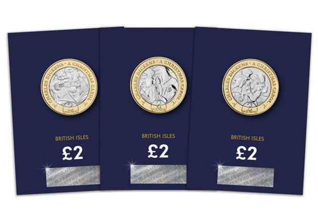 2020 IOM BU £2 Coin Christmas Carol set reverses in Change Checker packaging