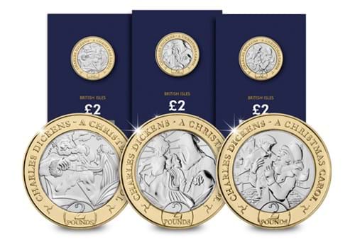2020 IOM BU £2 Coin Christmas Carol set all three reverses