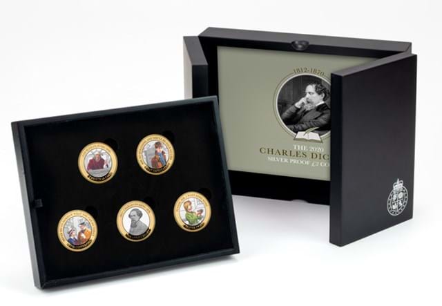 Charles Dickens 150th Anniversary Silver £2 Set with display box