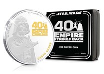 2020 marks the 40th anniversary of the Empire Strikes Back and this 1oz silver coin has been released to celebrate. Featuring Darth Vader the coin also features 24ct selective gold plate.