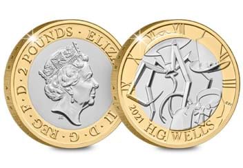 UK 2021 Annual Coin Set BU Pack H. G. Wells £2 both sides