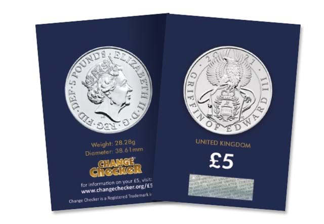 2021 UK The Griffin of Edward III BU £5 both sides in Change Checker packaging