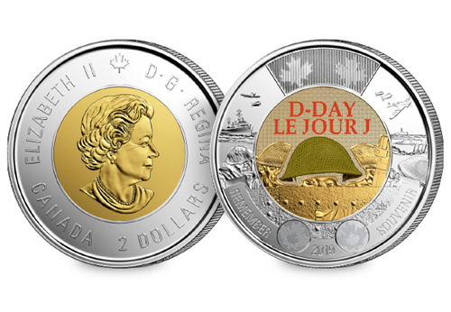 2019 Canadian 75th Anniversary of D-Day $2 Obverse and Reverse