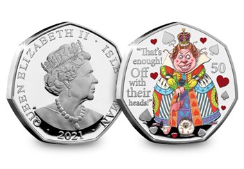 Alice's Adventures in Wonderland Silver 50p Set Queen of Hearts Obverse and Reverse