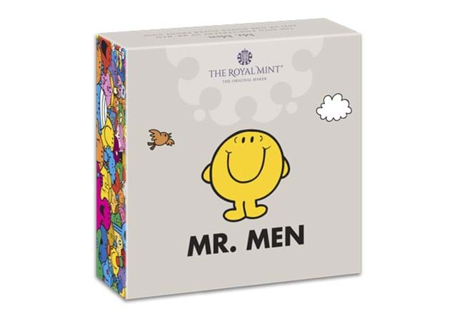 UK 2021 Mr Happy 1oz Silver Proof Coin front of pack