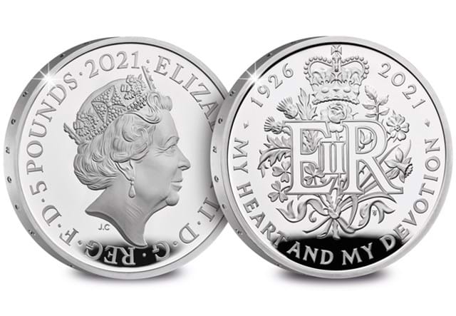 UK 2021 Queen's 95th Birthday Silver Proof £5 both sides