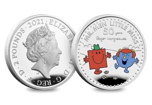 UK 2021 Mr Strong and Little Miss Giggles 1oz Silver Proof Coin Obverse and Reverse
