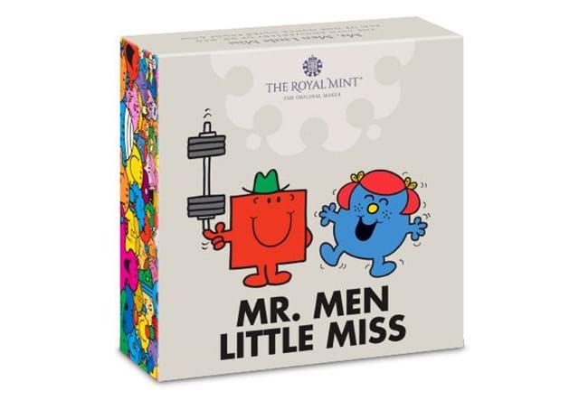 UK 2021 Mr Strong and Little Miss Giggles 1oz Silver Proof Coin front of pack