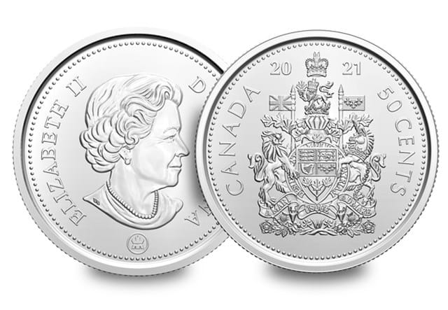 2021 Canada Coat of Arms 50c Wrap Roll Pair Queen Elizabeth II both sides
