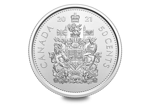 2021 Canada Coat of Arms 50c Wrap Roll Pair Queen Elizabeth II reverse