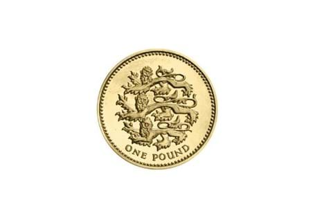 Issued in 1997 and 2002 as part of the heraldic emblem series, this £1 features a three lions design on the reverse to represent England. Circulation quality.