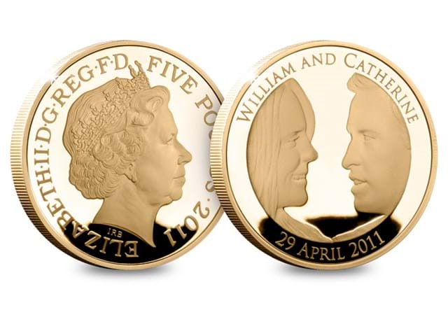 UK 2011 Will and Kate £5 Gold Proof both sides