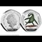 UK 2021 Complete Coloured Silver Mary Anning 50p Collection Plesiosaurus Obverse and Reverse