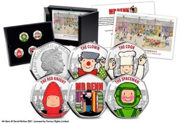 Mr Benn 50th Anniversary Silver Proof 50p Set with packaging