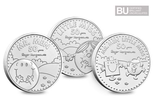 2021 Mr Men & Little Miss £5 Complete Set reverses with BU logo