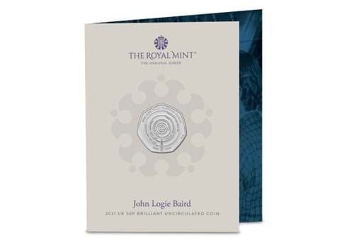 UK 2021 John Logie Baird 50p BU Pack front