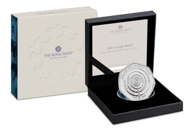 UK 2021 John Logie Baird Silver Proof 50p in display box