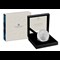 UK 2021 John Logie Baird Silver Proof Piedfort 50p Coin in display box next to packaging