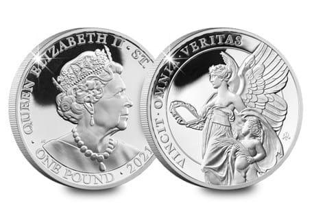 This coin has been issued by The East India Company. It is the 2nd coin in the Queen's Virtues collection. It represents 'Truth' based on the Victoria Memorial. It is struck from 1oz pure .999 silver