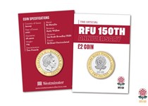 The Rugby Football Union was formed in 1871 and 2021 celebrates its 150th Ann. To celebrate a £2 coin has been released by Jersey, in partnership with RFU. Featuring design by Andy Walker.
