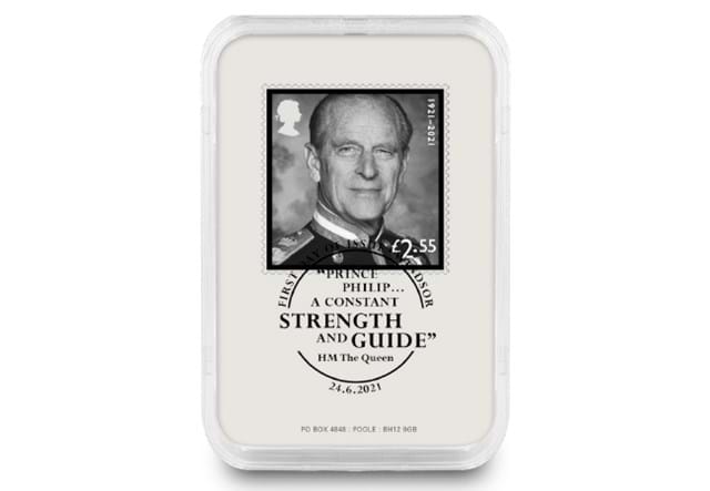 The Prince Philip Memorial Historic Coin and Stamp Collection £2.55 stamp in capsule