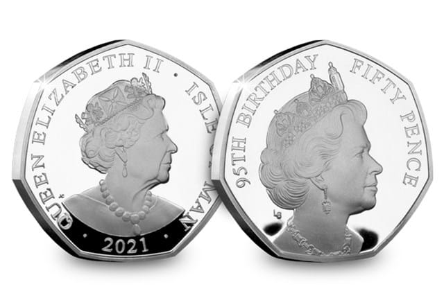 QEII 95th Birthday Silver Proof 50p 1980 Obverse and Reverse