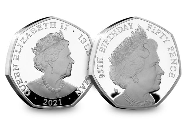 QEII 95th Birthday Silver Proof 50p 1990 Obverse and Reverse