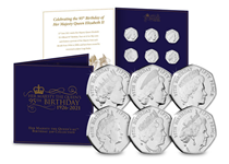 Your Queen Elizabeth 95th Birthday 50p Set features SIX 50p coins struck to a Brilliant Uncirculated condition. 