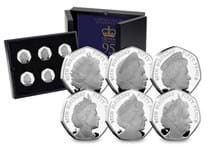 Your Queen Elizabeth II 95th Birthday Silver Proof 50p Set presents SIX 50p coins struck from .925 Silver to a Proof finish. EL: 1,495