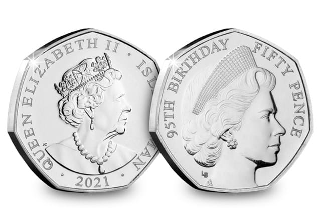 2021 Isle of Man BU CuNi QEII 95th 50p 1960 Obverse and Reverse