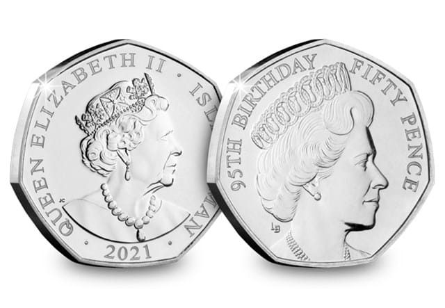 2021 Isle of Man BU CuNi QEII 95th 50p 1970 Obverse and Reverse
