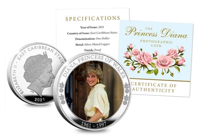 The Princess Diana Photographic Coin Obverse Reverse with Certificate