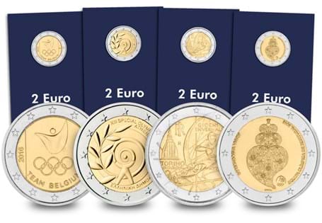The Olympic Euro set includes Olympic themed 2 Euro coins from Belgium, Greece, Italy & Portugal. Your coins come presented in official Change Checker packaging.
