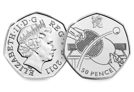 The Table Tennis 50p coin was issued as part of a series of 29 Olympic 50ps in commemoration of London 2012, with each 50p featuring a different Olympic Sport.