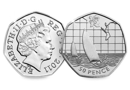 The Sailing 50p was issued as part of a series of 29 Olympic 50ps in commemoration of London 2012, with each 50p featuring a different Olympic Sport.
