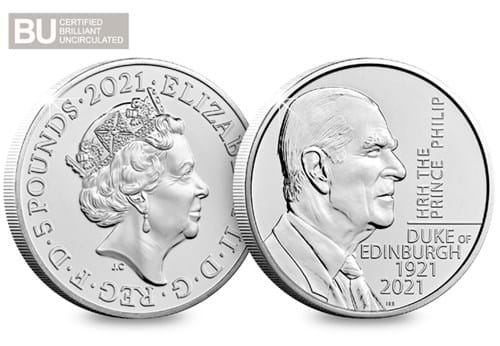 2021 UK Prince Philip CERTIFIED BU £5 both sides with BU logo